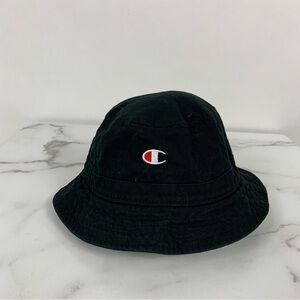 Champion Black Cotton Y2K Retro Bucket Hat